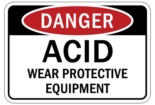 Protective equipment sign and labels acid 
