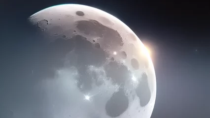Keuken foto achterwand Volle maan en bomen the moon in space, planets, terrain, Generative AI