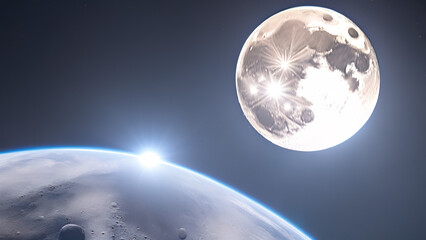 Obraz premium the moon in space, planets, terrain, Generative AI
