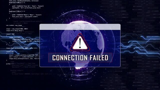 CONNECTION FAILED  and Earth Connections Network, Animation, Background, Loop, 4k
