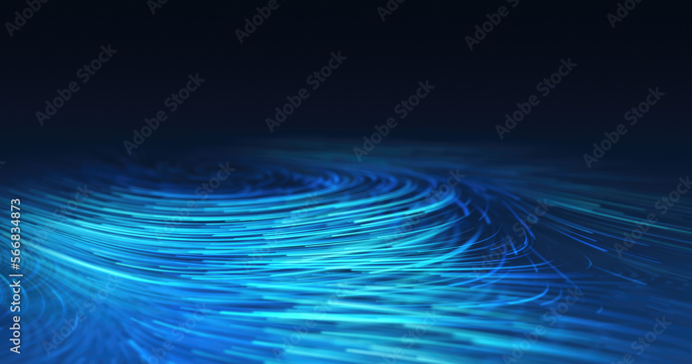 Poster futuristic technology background with copyspace. blue lines communicate the flow of information and 