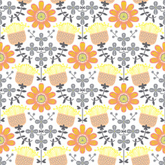 Damask pattern with flowers