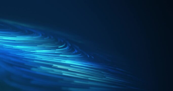 Moving blue curves, loopable tech background with copyspace.
