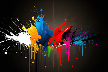 abstract colorful splashes background, an explosion of vibrant colors in an abstract painting on a black canvas, perfect for a wallpaper background