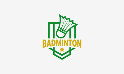 Badminton emblem logo with simple style