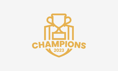 Trophy logo for the champions with simple style