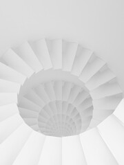 シンプルな白い螺旋階段　3Dイラストレーション