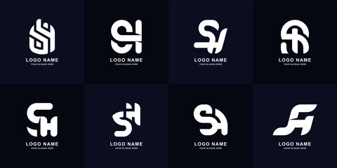 Collection letter SH or HS monogram logo design