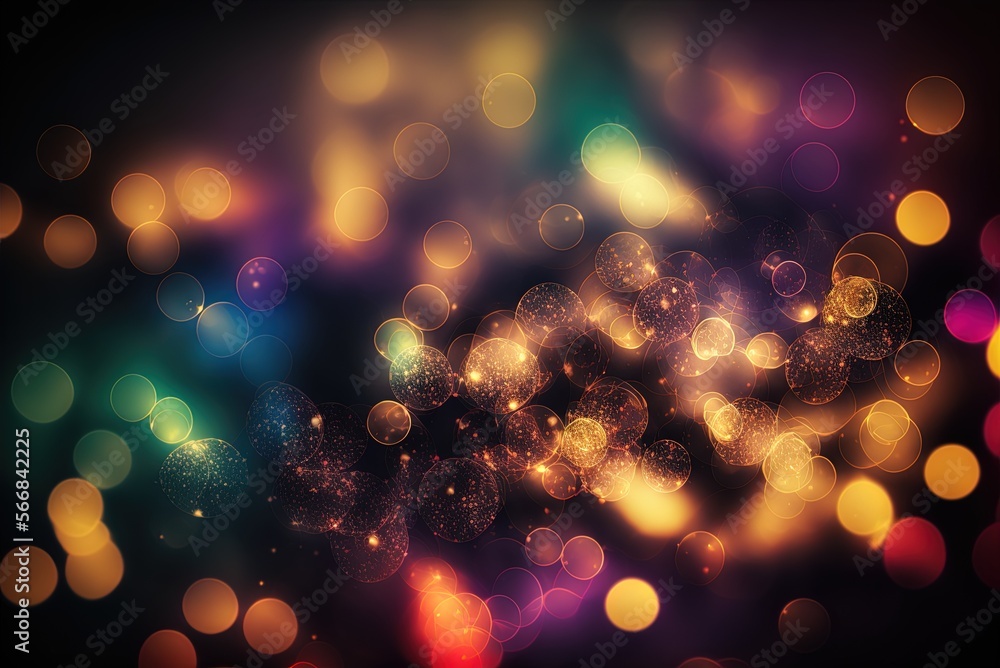 Poster backdrop bokeh with bright lights generative ai