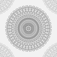 patternBlack complex doodle mandala on a transparent background, for printable coloring