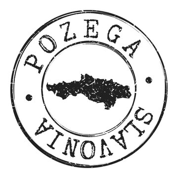 Požega, Croatia Silhouette Postal Passport. Stamp Round Vector Icon Map. Design Travel Postmark. 