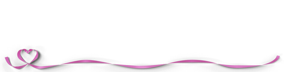 3D illustration of pink ribbon border with heart loop