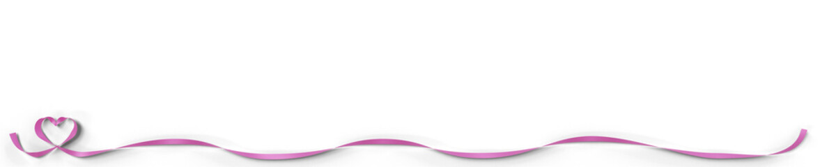 3D illustration of pink ribbon border with heart loop