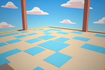Empty square and floor with sky. Generative AI