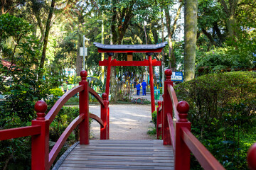 Santos Dumont Park in Sao Jose dos Campos, Brazil. japanese monument
