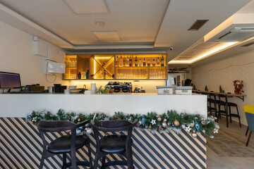 Interior of an empty cafe bar restaurant
