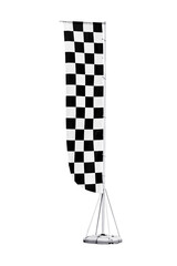 Black and white checkered flag on stand