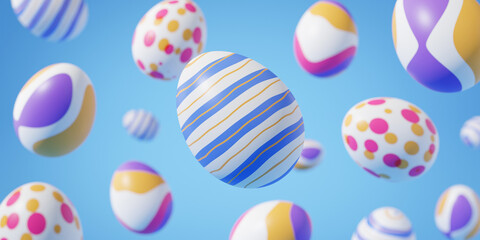 Fototapeta na wymiar Falling easter egg 3d render background