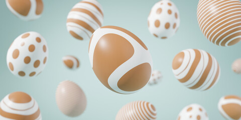 Falling easter egg 3d render background