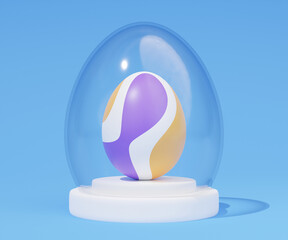 glass easter egg on podium 3d render