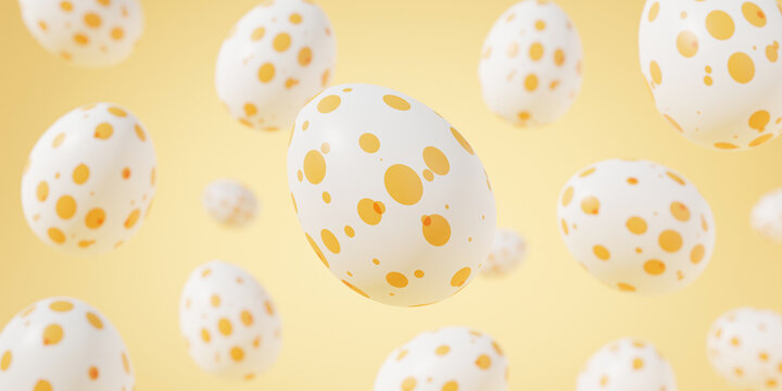 Falling easter egg 3d render background