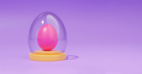 glass easter egg on podium 3d render