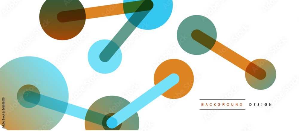 Poster line points connections geometric abstract background. circles connected by lines. trendy techno bus