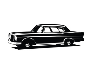 Obraz na płótnie Canvas vintage car of 1963. isolated white background elegantly showing from side. Best for badge, emblem, icon, sticker design, vintage car industry.