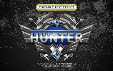 Hunter Game Badge 3D Editable Text Effect