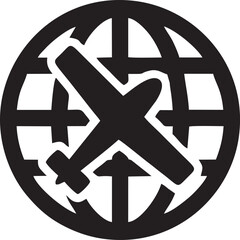 airplane icon symbol in a black image, flight illustration vector image