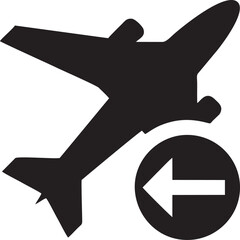 airplane icon symbol in a black image, flight illustration vector image