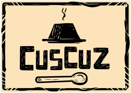 Couscous, typical food from the northeast of Brazil. Woodcut style, cordel literature. Cuscuz