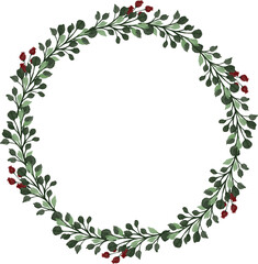 green floral wreath for wedding invitation