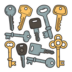 Keys Doodle Vector Illustration