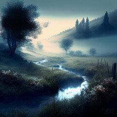 nature fog of view perfect , high qualit, realistic