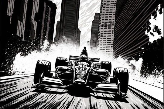 Formel Rennwagen monochrom / Hintergrundbild