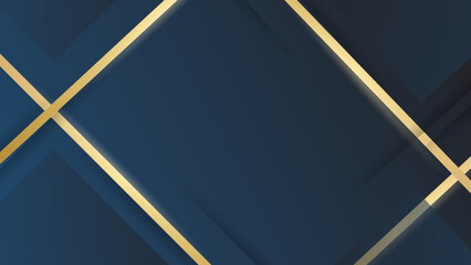 Modern abstract blue background with gold line composition. and rectangles object.