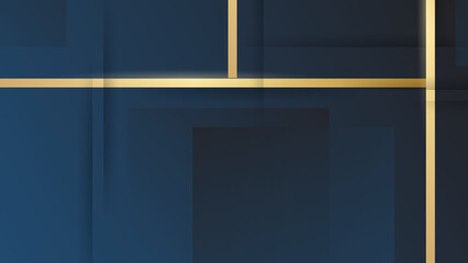 Modern abstract blue background with gold line composition. and rectangles object.