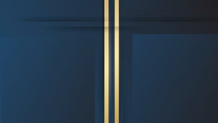 Modern abstract blue background with gold line composition. and rectangles object.