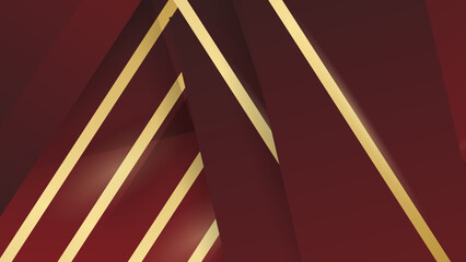 Abstract red and golden lines background with glow effect. Dark red background.
