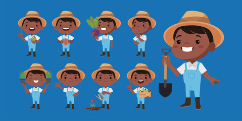 Obraz premium Farmer and gardener with different poses