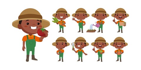 Farmer and gardener with different poses