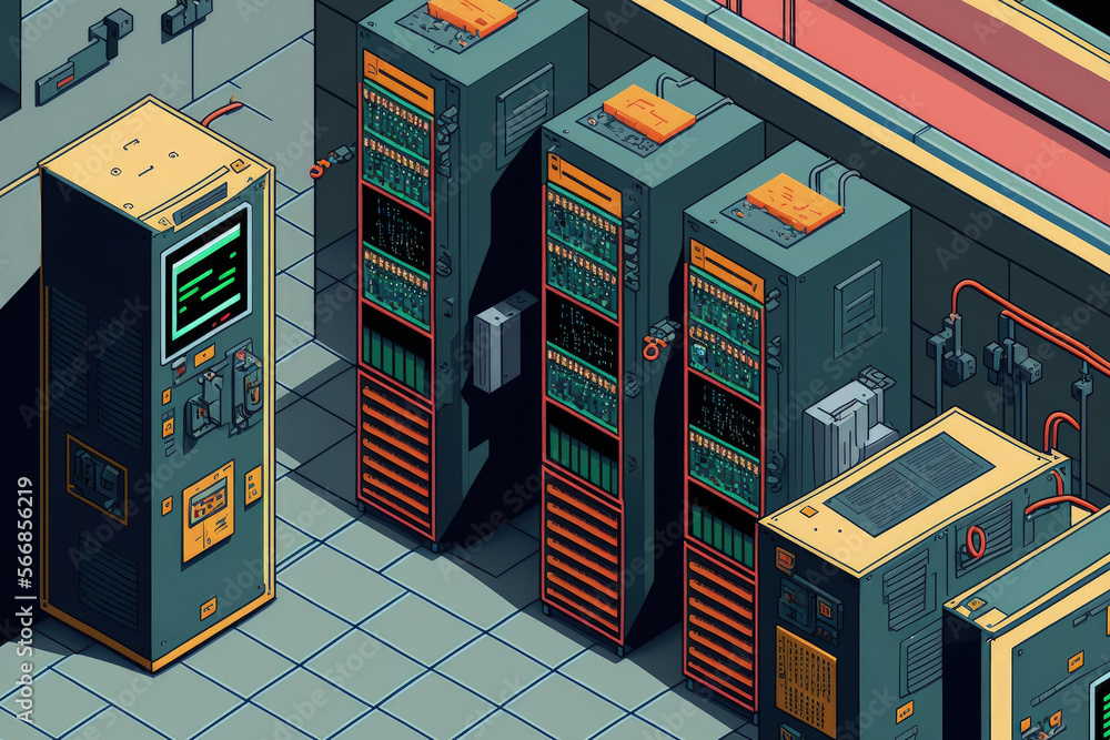 Poster data center and server room. generative ai