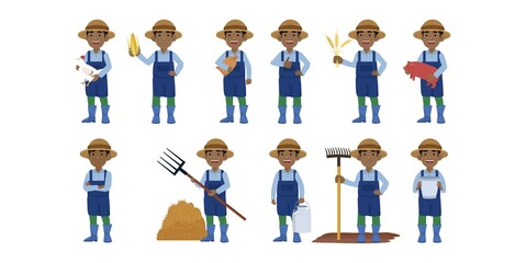 Fototapeta premium Farmer and gardener with different poses