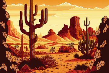 Desert Landscape in Arizona. Generative AI