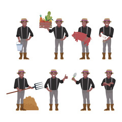 Farmer and gardener with different poses
