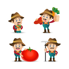 Farmer and gardener with different poses