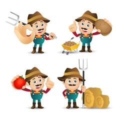 Farmer and gardener with different poses
