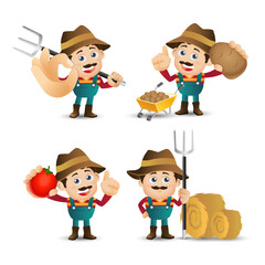 Farmer and gardener with different poses