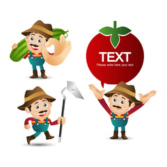 Farmer and gardener with different poses